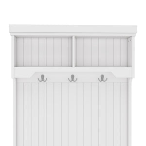 English Elm Hall Tree Entryway Organizer with Shoe Bench and 4-in-1 Coat Rack Hooks, Elegant Storage for Hallways White W1580P327001