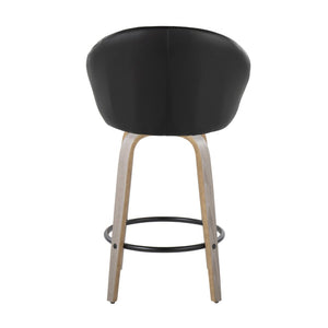 English Elm Fixed-height Swivel Counter Stools with Faux Leather Seats and Chrome Footrest Set of 2 Black B202S01838
