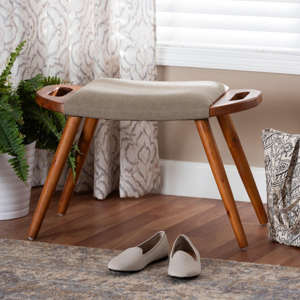 Baxton Studio Baxton Studio Banner Mid-Century Upholstered Accent Bench with Oak Legs for Entryway or Bedroom SF9120-Upholstered Oak-Bench