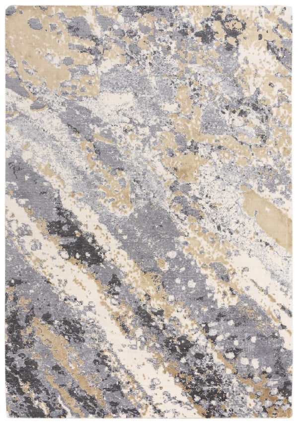 Alora Decor Belice Plush Runner Rug With New Zealand Wool Blend, Abstract Gray Gold Ivory Design For Hallways 2'6" x 8' 12112171933542608