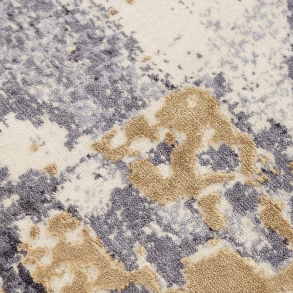 Alora Decor Belice Plush Runner Rug With New Zealand Wool Blend, Abstract Gray Gold Ivory Design For Hallways 2'6" x 8' 12112171933542608