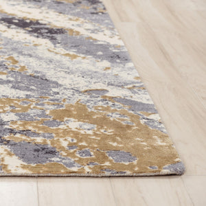 Alora Decor Belice Plush Runner Rug With New Zealand Wool Blend, Abstract Gray Gold Ivory Design For Hallways 2'6" x 8' 12112171933542608