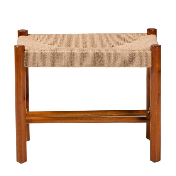 Baxton Studio Baxton Studio Saura Mid-Century Modern Oak Bench with Hemp Seat and Storage Shelf for Stylish Spaces SK9149-Oak Woven Seat-Bench