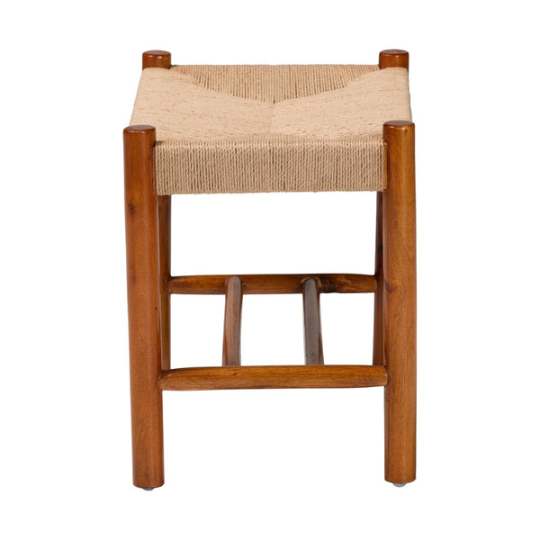 Baxton Studio Baxton Studio Saura Mid-Century Modern Oak Bench with Hemp Seat and Storage Shelf for Stylish Spaces SK9149-Oak Woven Seat-Bench