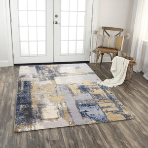 Alora Decor Belice Contemporary Blue Abstract Rug With New Zealand Wool Blend, Soft Lustrous Texture And Durable Charm 2' x 3' 12112172509540203