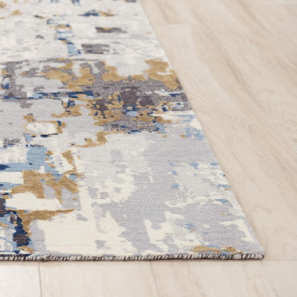 Alora Decor Belice Modern Gray Runner Rug With Abstract Ivory Beige Blue Pattern, Soft Durable Hybrid Blend 2'6" x 10' 12112172709542610