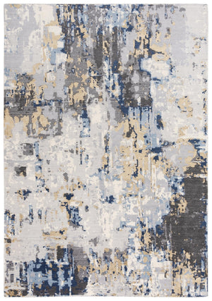 Alora Decor Belice Modern Gray Runner Rug With Abstract Ivory Beige Blue Pattern, Soft Durable Hybrid Blend 2'6" x 10' 12112172709542610