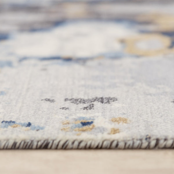 Alora Decor Belice Modern Abstract Wool-Tencel Hybrid Rug In Ivory Beige Blue Gray — Low Pile, Luxe Sheen 12' x 15' 12112172709541215