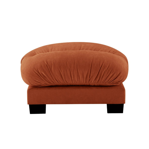 English Elm Flora Chenille Ottoman Pleated Texture Curved Silhouette for Cozy Living Rooms Orange W5656P454522