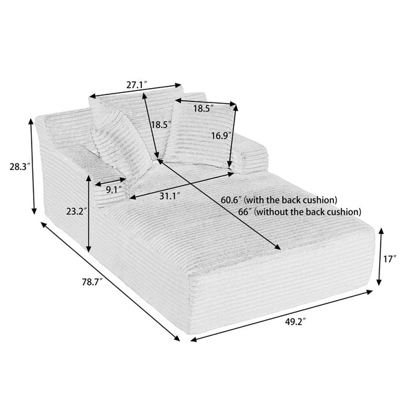 English Elm Oversized Chaise Lounge Chair - Soft Corduroy Sofa For Relaxing, No Assembly, Perfect For Any Space W2339P323759-GIGA