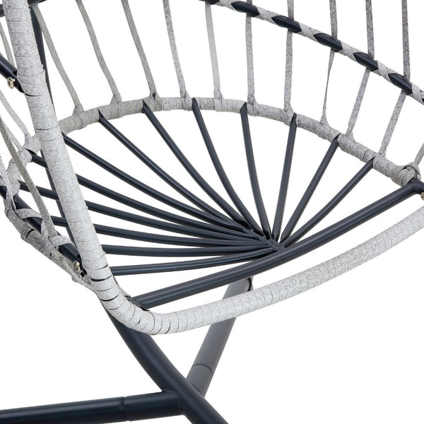 English Elm Grheavy-duty Iron Egg Chair Pe Rattan Woven Swing Seat for Patio or Living Room W2920P281903