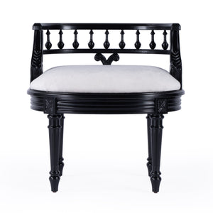 Butler Specialty Hathaway Elegant Oval Upholstered Vanity Seat With Carved Wood Back For Stylish Dressing Rooms Black Foam,Mdf,Poplar Hardwood Solids,Cotton Fabric 1218111-butler