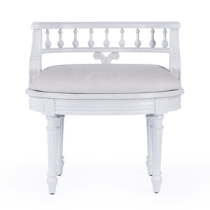 Butler Specialty Hathaway Elegant Oval Upholstered Vanity Seat With Carved Wood Back For Stylish Dressing Rooms White Foam,Mdf,Poplar Hardwood Solids,Cotton Fabric 1218222-butler