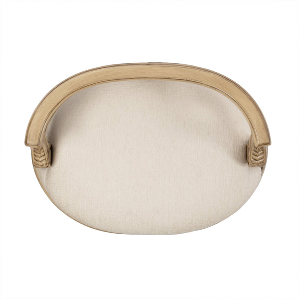 Butler Specialty Hathaway Elegant Oval Upholstered Vanity Seat With Carved Wood Back For Stylish Dressing Rooms Beige Foam,Mdf,Poplar Hardwood Solids,Cotton Fabric 1218424-butler
