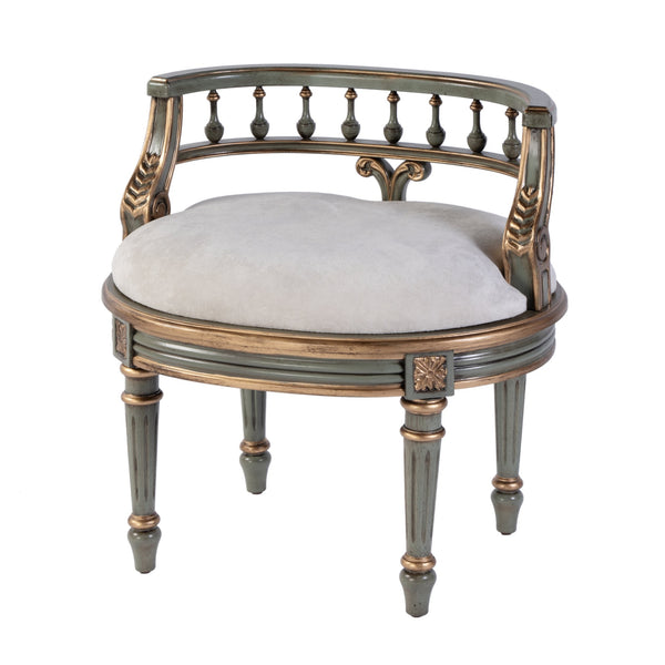 Butler Specialty Butler Hathaway Oval Upholstered Vanity Seat In Pastel Green – Elegant Design For Any Space Pastel Green Poplar Wood,Mdf,Urethane Foam,Cotton 1218482-butler