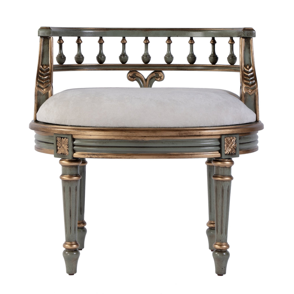 Butler Specialty Butler Hathaway Oval Upholstered Vanity Seat In Pastel Green – Elegant Design For Any Space Pastel Green Poplar Wood,Mdf,Urethane Foam,Cotton 1218482-butler