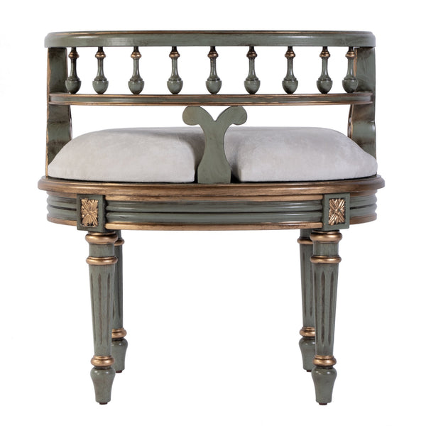 Butler Specialty Butler Hathaway Oval Upholstered Vanity Seat In Pastel Green – Elegant Design For Any Space Pastel Green Poplar Wood,Mdf,Urethane Foam,Cotton 1218482-butler