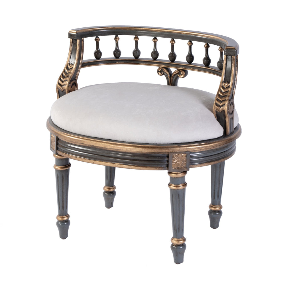 Butler Specialty Butler Hathaway 22.5" Oval Vanity Seat In Pastel Blue - Elegant Upholstered Wood Design For Any Space Pastel Blue Poplar Wood,Mdf,Urethane Foam,Cotton 1218483-butler