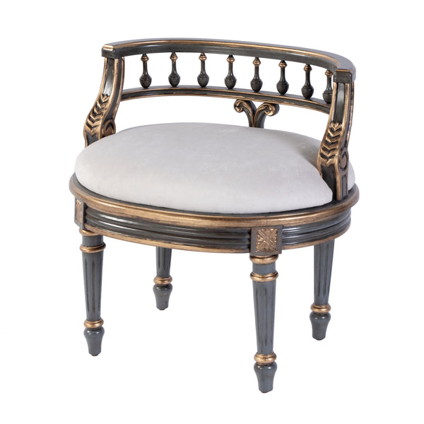 Butler Specialty Butler Hathaway 22.5" Oval Vanity Seat In Pastel Blue - Elegant Upholstered Wood Design For Any Space Pastel Blue Poplar Wood,Mdf,Urethane Foam,Cotton 1218483-butler