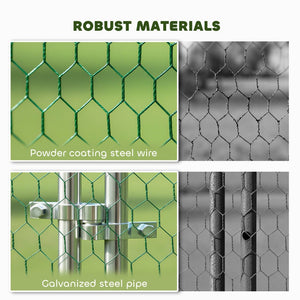 English Elm Metal Galvanized Steel Chicken Run 194 Sq Ft Backyard Poultry Enclosure Uv Proof Roof T3971P407841