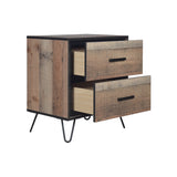 English Elm Tory Brown 2-Drawer Nightstand With Metal Hairpin Legs