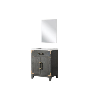 English Elm Black Oak Single Bath Vanity With Acrylic Top & Mirror – Perfect For Compact Spaces & Modern Style B2731S02121