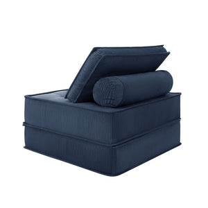 English Elm 33.4 Inch Modular Corduroy Lounge Chair with Spring Cushions for Compact Living Spaces Blue W3975P455222