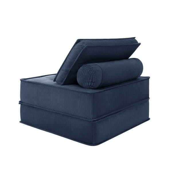 English Elm 33.4 Inch Modular Corduroy Lounge Chair with Spring Cushions for Compact Living Spaces Blue W3975P455222