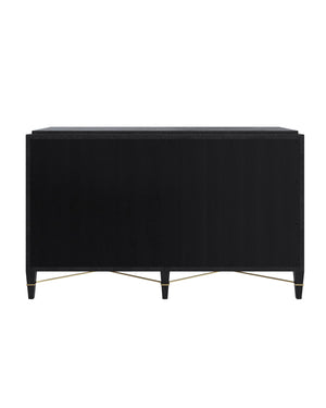 Currey & Company Verona Black Six-drawer Chest: Elegant Mahogany Design With Glamorous Champagne Accents And Luxury Touches Black Lacquered Linen ,Mahogany ,Engineered Wood ,Metal ,Faux Velvet 3000-0332-currey-company