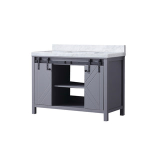 English Elm Dark Grey Bath Vanity 48" W X 22" D With Elegant Carrara Marble Top, Solid Wood Frame & Storage Solutions B2731P260022
