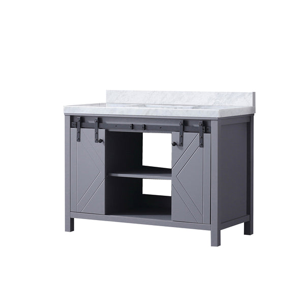 English Elm Dark Grey Bath Vanity 48" W X 22" D With Elegant Carrara Marble Top, Solid Wood Frame & Storage Solutions B2731P260022
