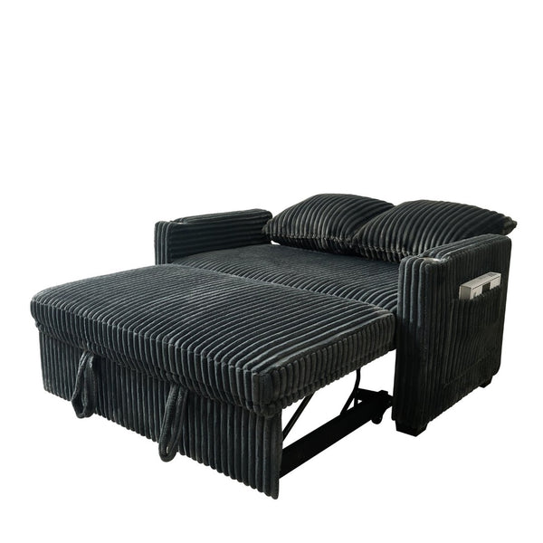 English Elm 53-inch Corduroy Recliner Sofa Bed with Usb Port Five Position Backrest Adjustment W2564P335437