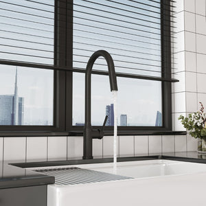 English Elm Bothwa Pull Down Kitchen Faucet with Stainless Steel Spout and Ceramic Cartridge Control Matt Black B2724P262920