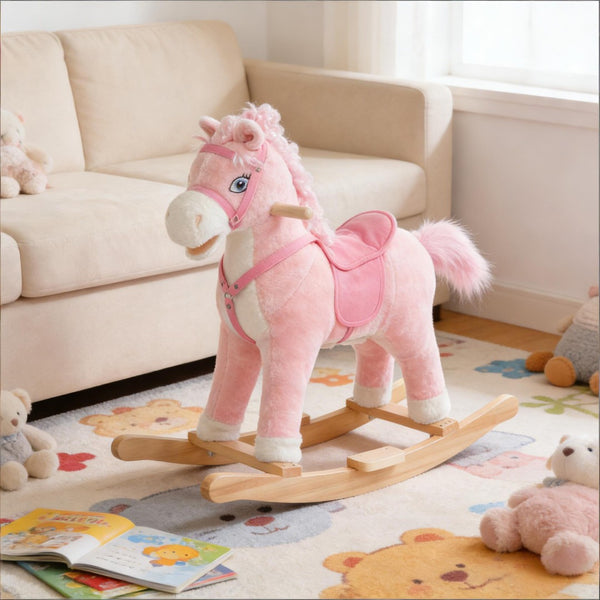 English Elm Dinosaur Plush Rocking Toy for Toddlers with Sound Effects and Wooden Base T3971P442065