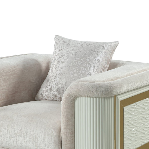 English Elm Bona Oversized Accent Chair Cream Fabric Gold Steel Base Diamond Panels Luxe Lounge B009P417487