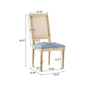 English Elm Christopher Knight Home® - [Set Of 2] Vintage French Country Dining Chairs - Cane Backrest, Upholstered Slate Blue Seats & Fluted Legs N767P263678D