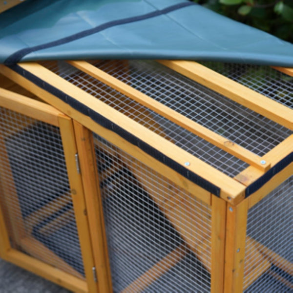 English Elm 45 Inch Solid Wood Outdoor Dog House with Elevated Floor and Waterproof Insulated Roof W1431P388072