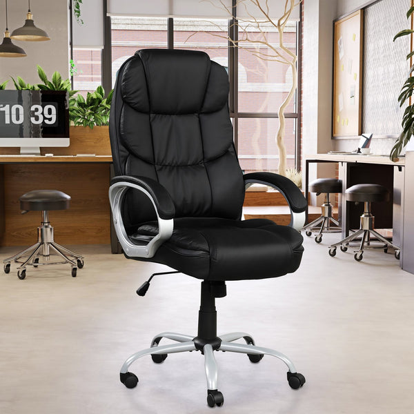 English Elm PU Leather Radcliff Office Chair - Ergonomic High Back 28" PU Leatherette, 360° Swivel, Tilt, Adjustable Comfort and Durable Plywood Frame for Home or Professional Workspaces B011P204085