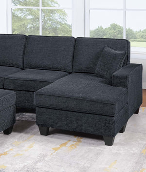 English Elm Contemporary Chenille U-shape Sectional with Usb Charging Chaise and Ottoman Included Black,Slate B011S02189