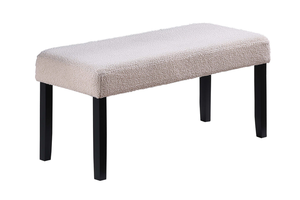 English Elm 1pc Upholstered Dining Bench with Plush Fabric Seat, Neutral Tone, Black Tapered Legs, 41"x16" B011P368143