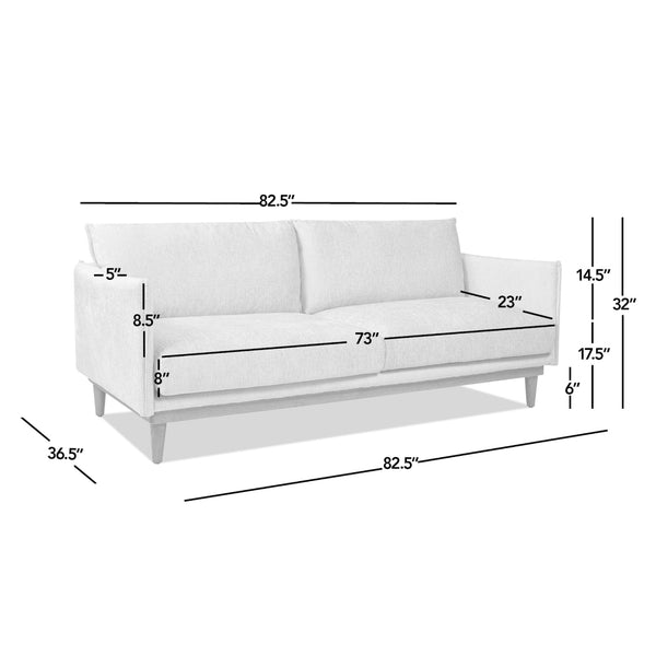 English Elm Jennifer Taylor Home - Haven 83" Flange-Arm Oak Sofa in Marled Gray Chenille — Rustic Oak Base, Reversible Cushions, Durable Support B2719P238350