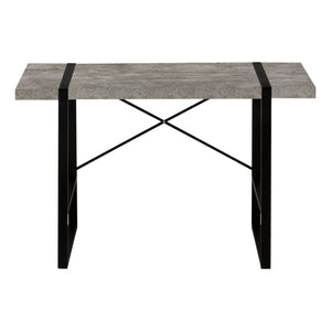 English Elm Computer Desk - Contemporary Grey Laminate Workstation With Sturdy Black Metal Frame, Minimalist Style B2710P219883
