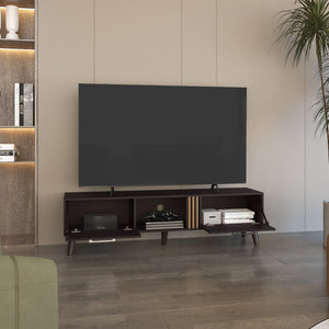 English Elm Vance 63" Wide TV Stand with Cable Management, 2 Pull-Down Cabinets & Shelves for 70" TVs in Black Wengue B070P254780