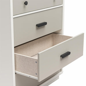 English Elm 5-drawer Tall Dresser with Matte Black Handles Two-toned Finish for Urban Bedroom B2733P444489
