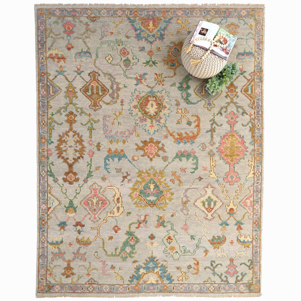 Capel Rugs Verve Oushak Area Rug - Energetic Elan Collection With Lively Patterns And Unexpected Accents Sherbet Multi, Pink 100% Wool 1220rs08001000225
