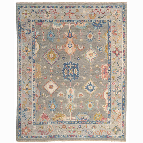 Capel Rugs Verve Oushak Area Rug - Energetic Elan Collection With Lively Patterns And Unexpected Accents Pewter Denim, Blue 100% Wool 1220rs05000800340