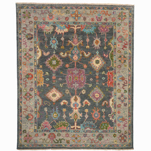 Capel Rugs Verve Oushak Area Rug - Energetic Elan Collection With Lively Patterns And Unexpected Accents Dark Gray Multi, Purple 100% Wool 1220rs09001200390