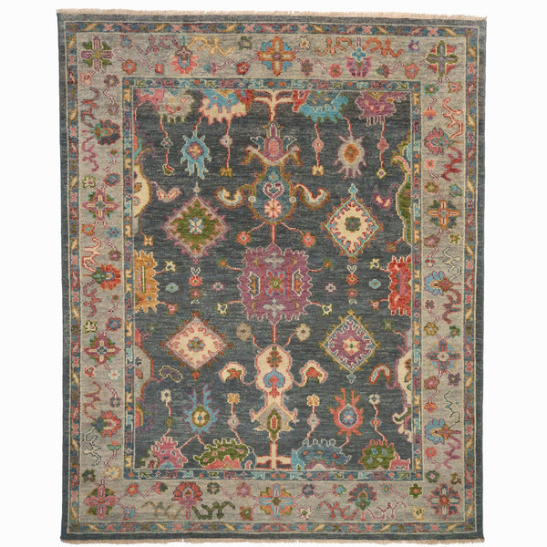 Capel Rugs Verve Oushak Area Rug - Energetic Elan Collection With Lively Patterns And Unexpected Accents Dark Gray Multi, Purple 100% Wool 1220rs09001200390