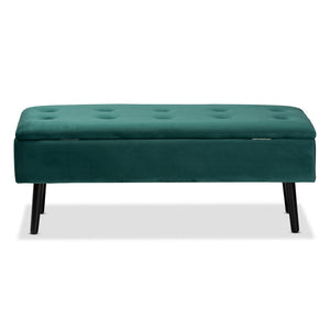 Baxton Studio Baxton Studio Caine Modern Velvet Upholstered Storage Bench with Button-Tufted Cushion and Wood Legs Green FZD020108-Green Velvet-Bench