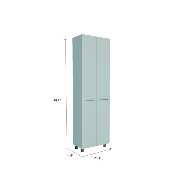 English Elm Pensacola, White Double Door Pantry Cabinet 78" High with Five 14.5" Shelves, Particle Board Storage B128S00142